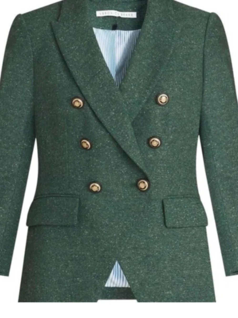$748 Veronica Beard Miller Dickey Jacket in Forest Green wool tweed blazer sz 6